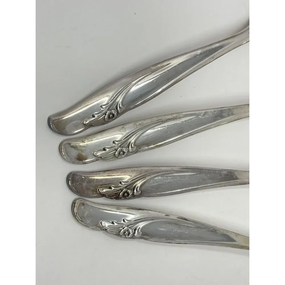 International Rogers EXQUISITE Silverplate 1957 Dinner Place Spoons 7” Set Of 4